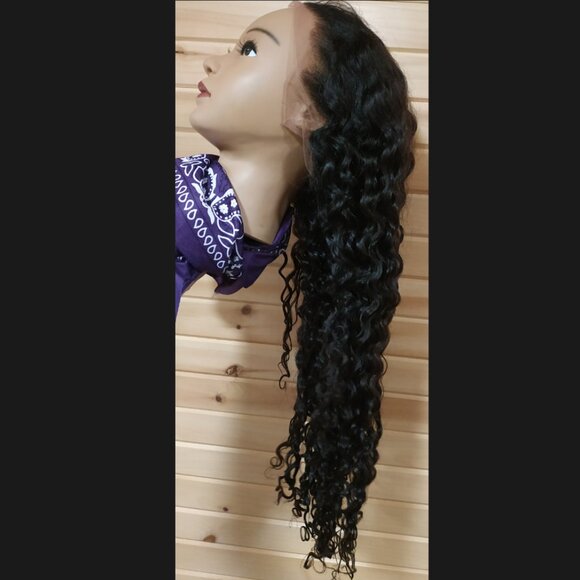 28" Full Lace Real Human Hair Water Wave Wig with Drawstring - Picture 1 of 14